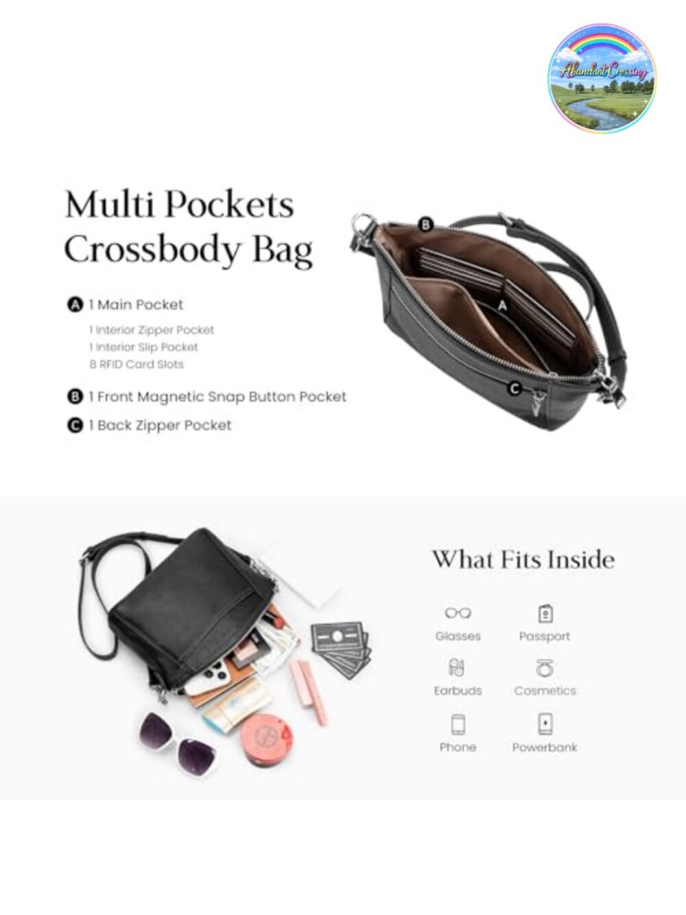 Genuine Leather Anti-Theft Small Crossbody Bag RFID Travel Purse - Picture 3 of 6